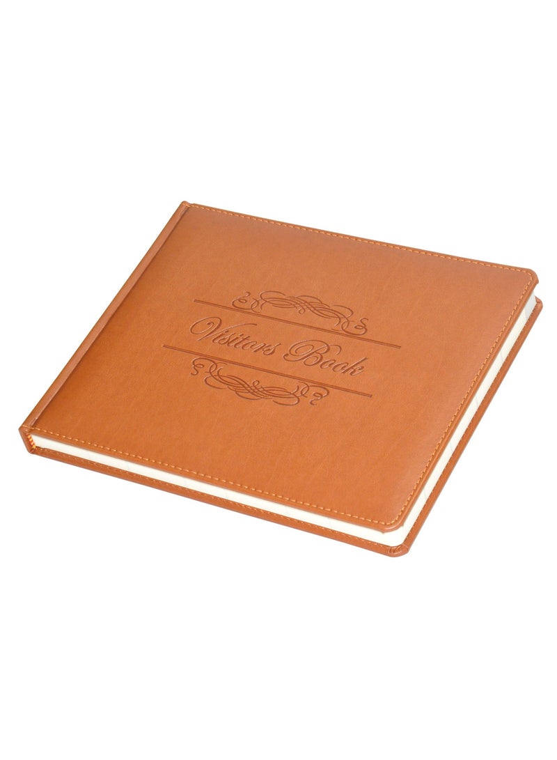 FIS Executive Visitor Book, Italian PU Cover with Sewing, Ivory Paper, 100 gsm, Round Corners, English, 120 Sheets, Size: 200 x 250 mm - FSCLEXVI02 - Image 1