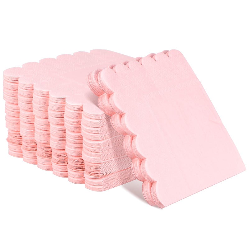 مناديل ورقية وردية مموجة للاستخدام لمرة واحدة 150 ورقة لحفلات الزفاف وأعياد الميلاد والعشاء - Image 2