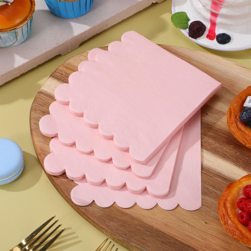 مناديل ورقية وردية مموجة للاستخدام لمرة واحدة 150 ورقة لحفلات الزفاف وأعياد الميلاد والعشاء - Image 5