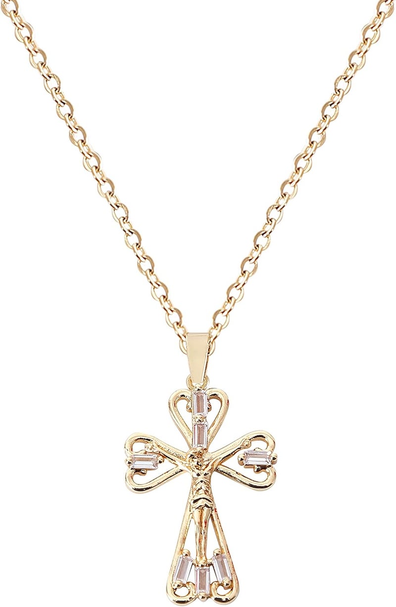 LLIYSOUN Cross Pendant Necklace for Women Jewelry Gold Cross Necklaces Gifts for Women Girl Cross Necklace Minimalist Trendy Jewelry Valentines Day Gifts - Image 1