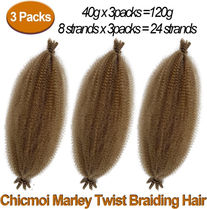 Chicmoi Afro Spring Twist Hair Color 27 Braiding Hair for Butterfly Locs 16 Inch 3 Packs Marley Twist Braiding Hair #27 Golden Brown Cuban Twist Hair Extension for Black Women - Image 4