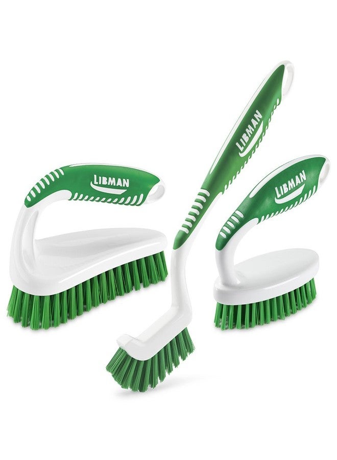 Libman Scrub Brush Kit - Three Different Durable Brushes for Grout, Tile, Bathroom, Kitchen. Easy to Handle, Strong Fibers for Tough Messes - Family Made in the USA, Unisex Lot 2406 - Image 1