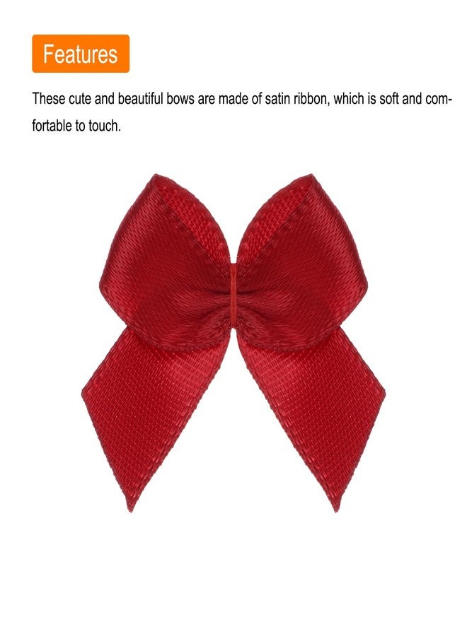 MECCANIXITY 50Pcs Mini Ribbon Bow 1" Mini Fabric Satin Ribbon Flower Bows for Craft DIY Sewing Wedding Birthday Party Gift Wrap Bows Wine Red - Image 4