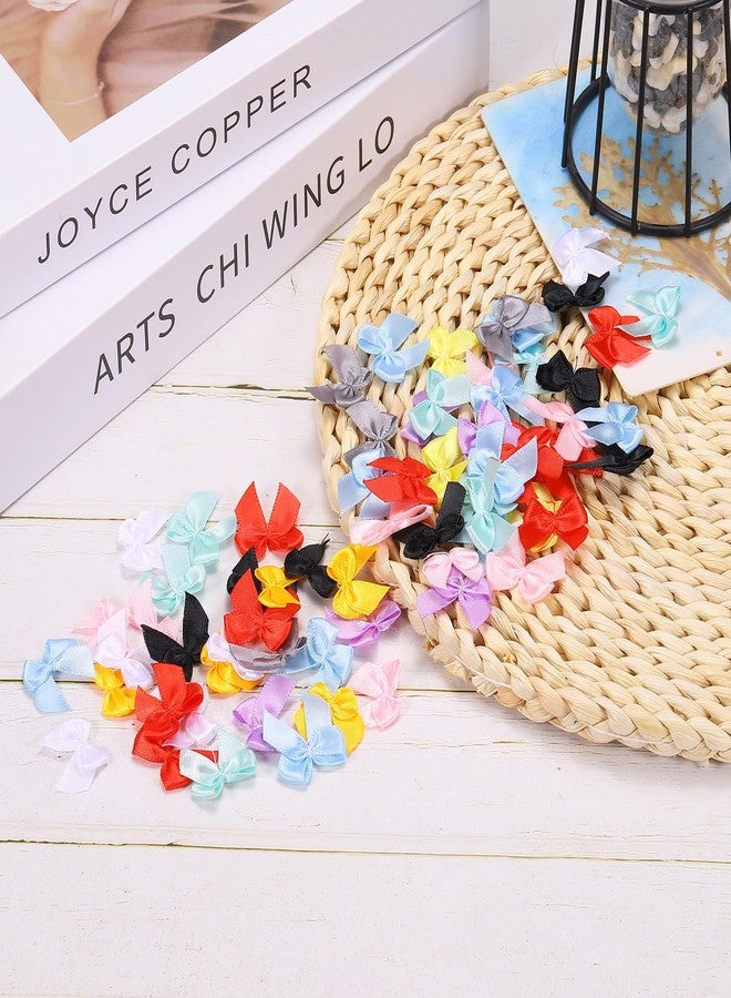 MECCANIXITY 50Pcs Mini Ribbon Bow 1" Mini Fabric Satin Ribbon Flower Bows for Craft DIY Sewing Wedding Birthday Party Gift Wrap Bows Wine Red - Image 5