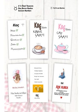HSN Horoscope Coffee Presentation Cards 6 Piece Motto Card 7X14 cm 