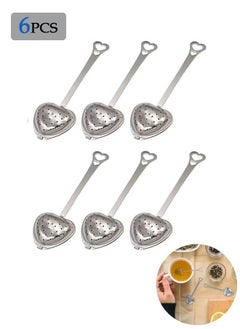 6 Pcs Heart Shape Tea Strainers, Stainless Steel Reusable Interval Diffuser, Tea Infusers Loose Tea Strainer (Silver)