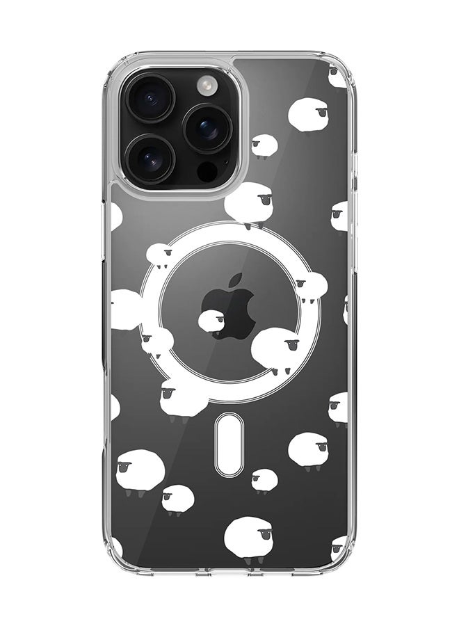Stylizedd For iPhone 16 Pro Max Case [Compatible with MagSafe] Slim Magnetic cover Clear Phone Case - Counting Sheep - Image 1