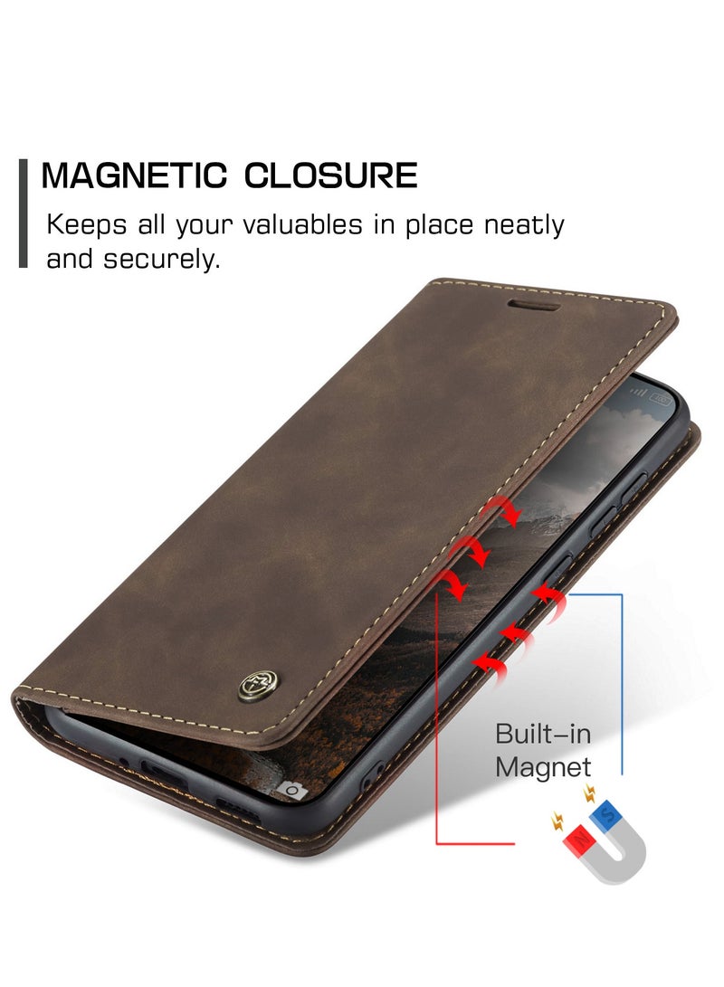 CaseMe For Xiaomi 15T Cover, PU Leather Flip Cover with Card Holder, RFID Blocking Magnetic Closure, Foldable Stand, Shockproof Protective Phone Case - Image 3