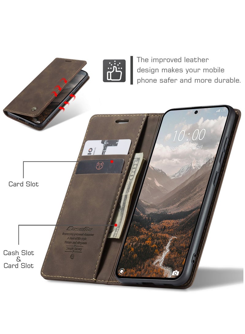 CaseMe For Xiaomi 15T Cover, PU Leather Flip Cover with Card Holder, RFID Blocking Magnetic Closure, Foldable Stand, Shockproof Protective Phone Case - Image 2
