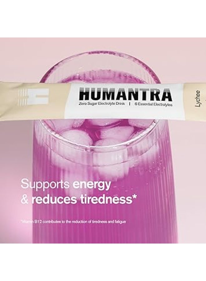Humantra Electrolytes Powder - Lychee Flavor, 20ct - Powdered Hydration Sachets - Plant-Based Electrolyte Powder with 6 Electrolytes - Vegan, Sugar Free, Gluten Free - Image 3