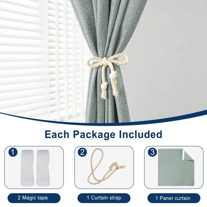 Foxdecor Adhesive Blackout Curtains for Bedroom Living Room 36 Inches Long, No Drill Window Blinds, Thermal Insulated & UV Protection, Light Blocking Drapes 1 Panel. (Sage Green, 35" W x 36" L) - Image 5