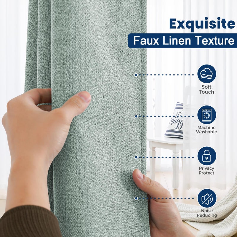 Foxdecor Adhesive Blackout Curtains for Bedroom Living Room 36 Inches Long, No Drill Window Blinds, Thermal Insulated & UV Protection, Light Blocking Drapes 1 Panel. (Sage Green, 35" W x 36" L) - Image 2