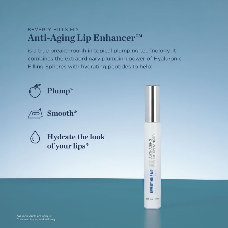 Beverly Hills MD Anti Aging Lip Enhancer- Plumping Formula for Fuller, Hydrated Lips - Visibly Volumize, Smooth Lips w/Collagen Supporting Agents- Hyaluronic Acid, Ceramides, Peptides- No Sting/Burn - Image 1