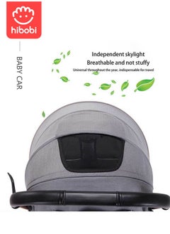 hibobi Lightweight Baby Stroller | Excellent Suspension System | Large Canopy & Spacious Seat | 5-Point Harness | Large Storage Basket | Quick One-Click Folding | Suitable for 0-36 Months | Gray  - Image 3