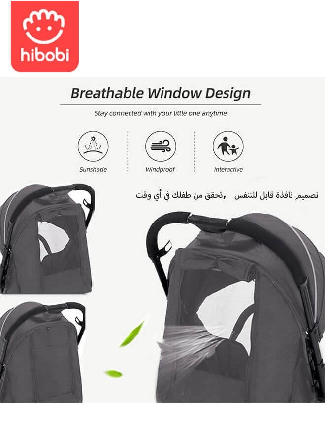 hibobi - Lightweight Baby Stroller | Excellent Suspension System | Large Canopy & Spacious Seat | 5-Point Harness | Large Storage Basket | Quick One-Click Folding | Suitable for 0-36 Months | Gray - Image 1