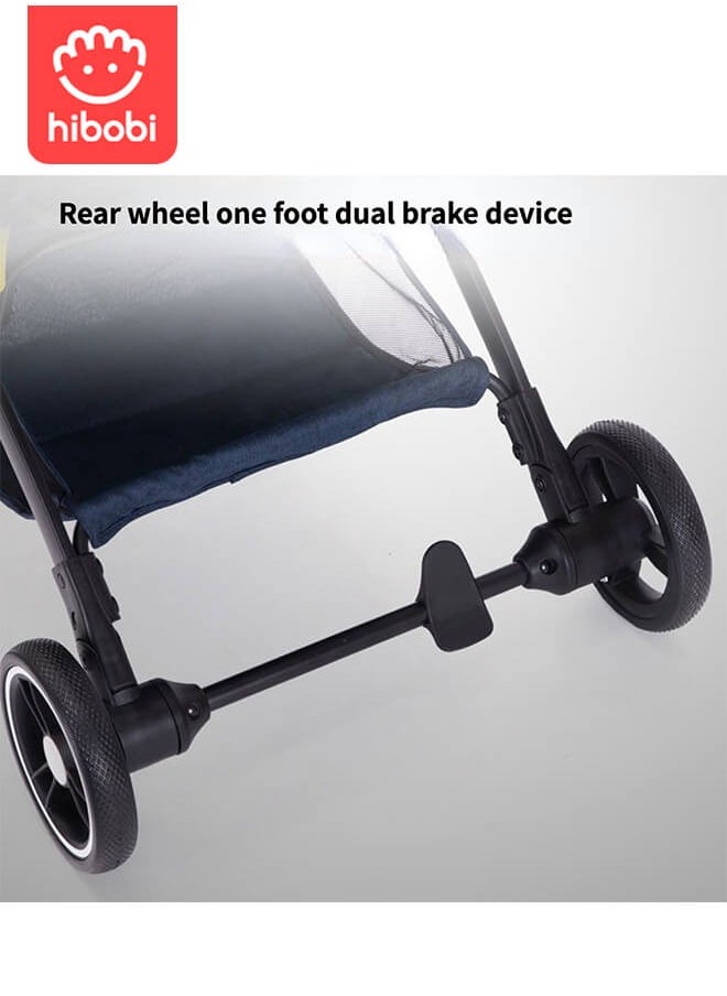 hibobi - Lightweight Baby Stroller | Excellent Suspension System | Large Canopy & Spacious Seat | 5-Point Harness | Large Storage Basket | Quick One-Click Folding | Suitable for 0-36 Months | Gray - Image 1