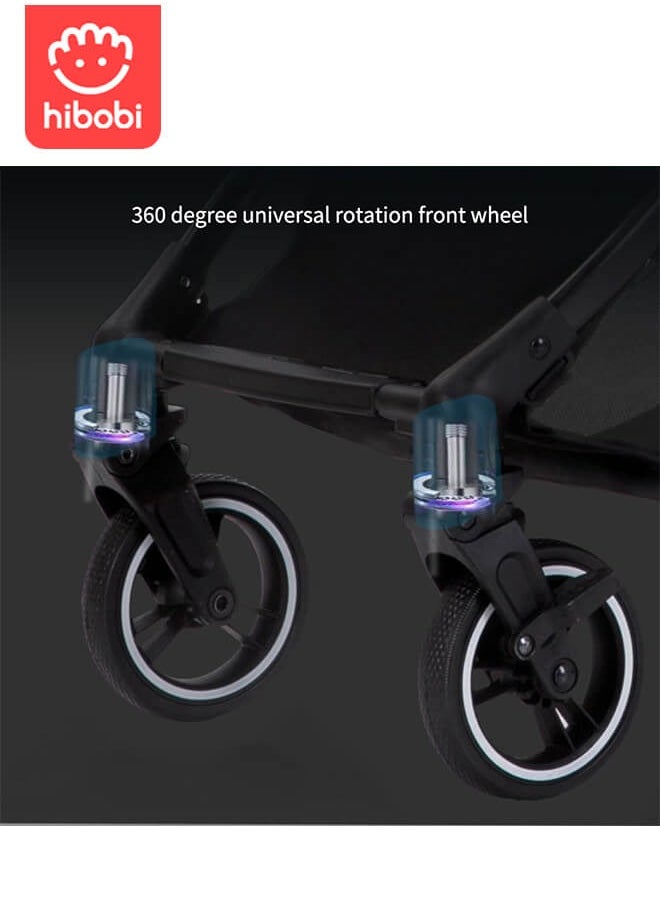 hibobi - Lightweight Baby Stroller | Excellent Suspension System | Large Canopy & Spacious Seat | 5-Point Harness | Large Storage Basket | Quick One-Click Folding | Suitable for 0-36 Months | Gray - Image 1