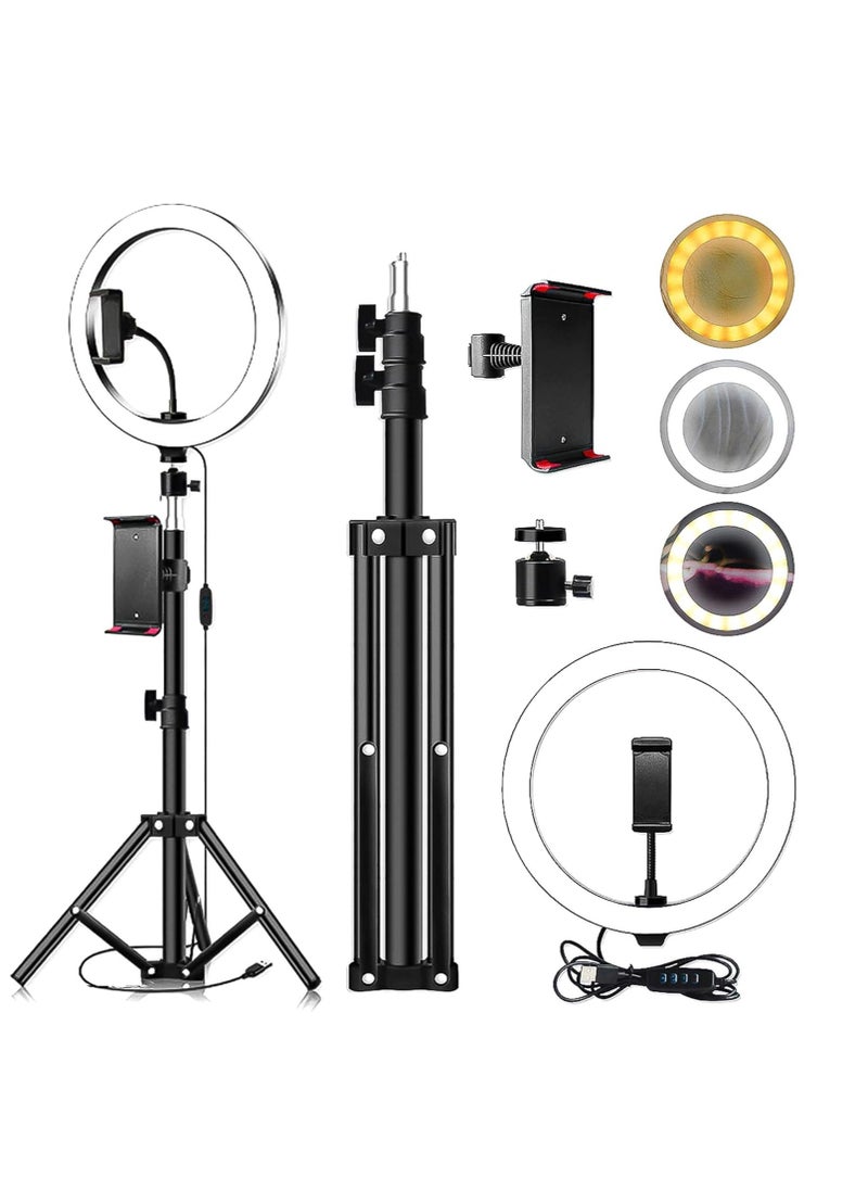 Generic LED Ring Light with Adjustable Tripod Stand – 26cm Dimmable Light with Phone & Tablet Holder – For Photography, Video & Live Streaming – Black  - Image 1