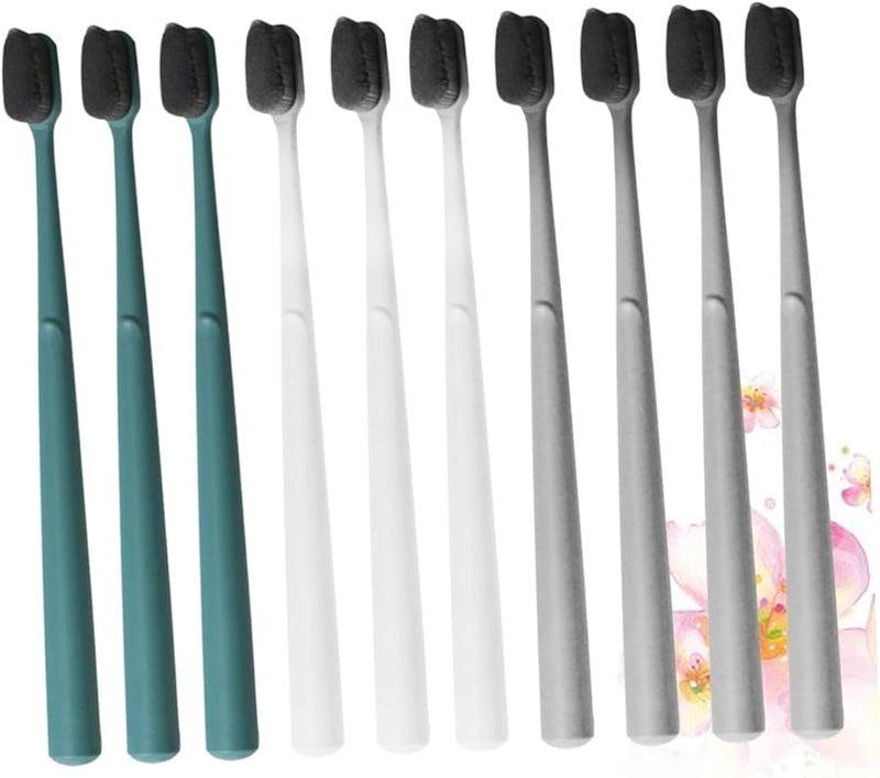 10pcs Adult Toothbrushes Soft Nylon Bristles Ergonomic Handle Portable Single Tube Pack Travel Use Random Color - Image 4