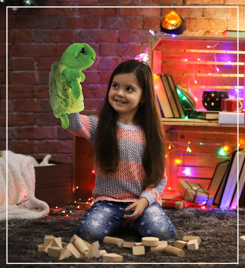 Puzzled DolliBu Sea Turtle Hand Puppet - Super Soft Stuffed Animal Hand Puppets for Kids, Educational Hand Puppet Plush Toy for Kids and Adults, Ocean Life Animal Puppet for Teaching and Puppet Show - 10 Inch - Image 4