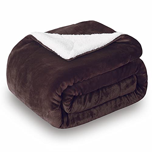 SOCHOW Sherpa Fleece Throw Blanket Reversible Super Soft Luxurious Plush Blanket Twin Size Brown60inch X80