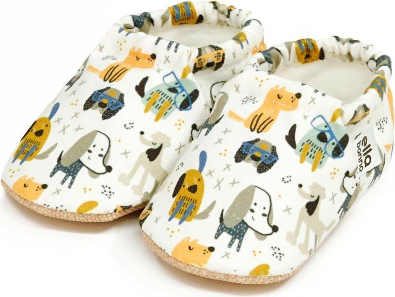 Ella Bonna Patterned Baby Booties, Non-Slip Sole, Home Nursery Shoes Slippers, Dogs  - Image 1