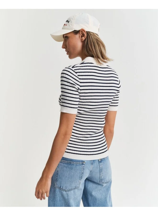 GANT Striped Rib Knit Short Sleeve Rugger