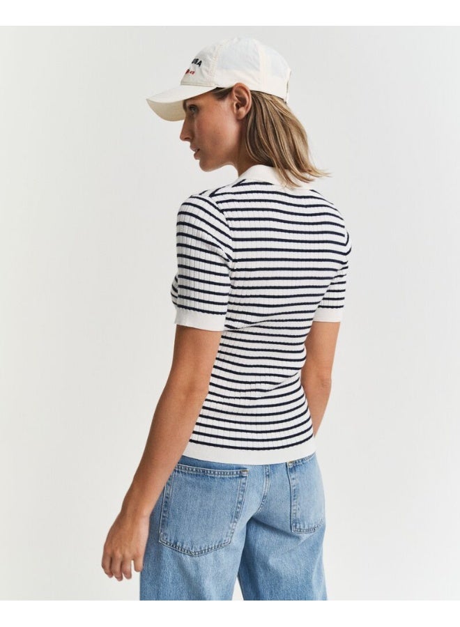 غانت رغبي مخطط محبوك بأكمام قصيرة - Image 4