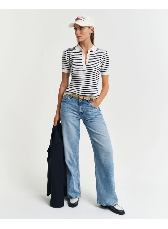 GANT Striped Rib Knit Short Sleeve Rugger