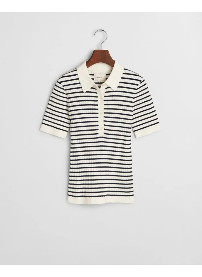 GANT Striped Rib Knit Short Sleeve Rugger