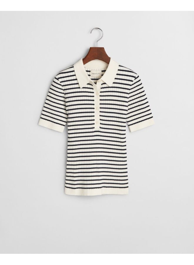 غانت رغبي مخطط محبوك بأكمام قصيرة - Image 2