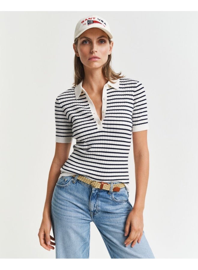 غانت رغبي مخطط محبوك بأكمام قصيرة - Image 5