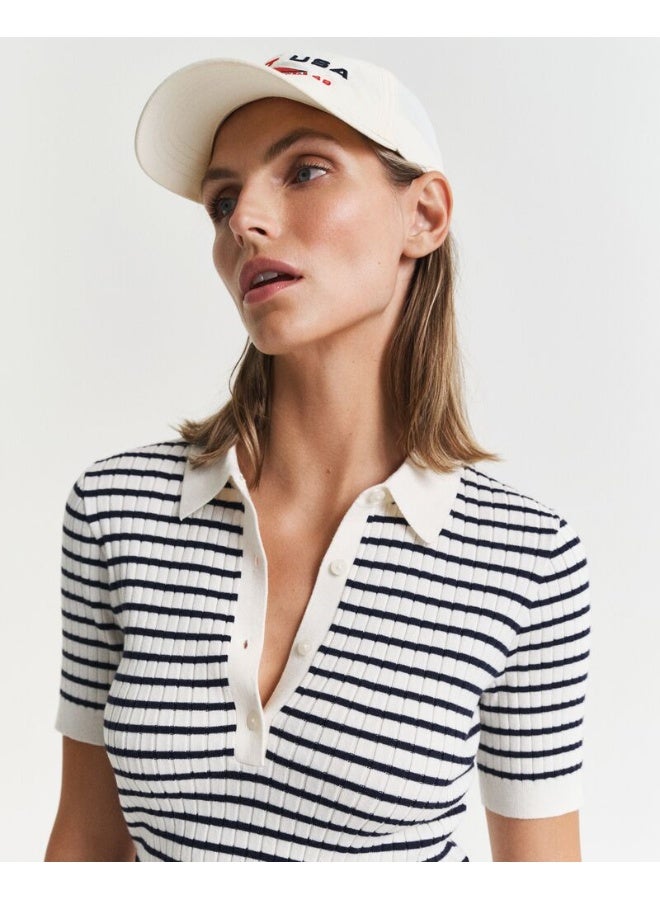 غانت رغبي مخطط محبوك بأكمام قصيرة - Image 1