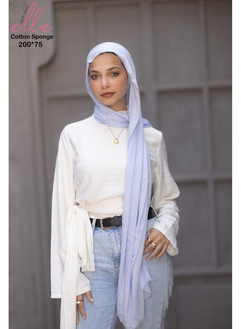 ELLE Veil Scarf Cotton Sponge Luxury Islamic Hijab Soiree for Women for Occasions and Regular Days - Size (200cmx75cm) - Image 2
