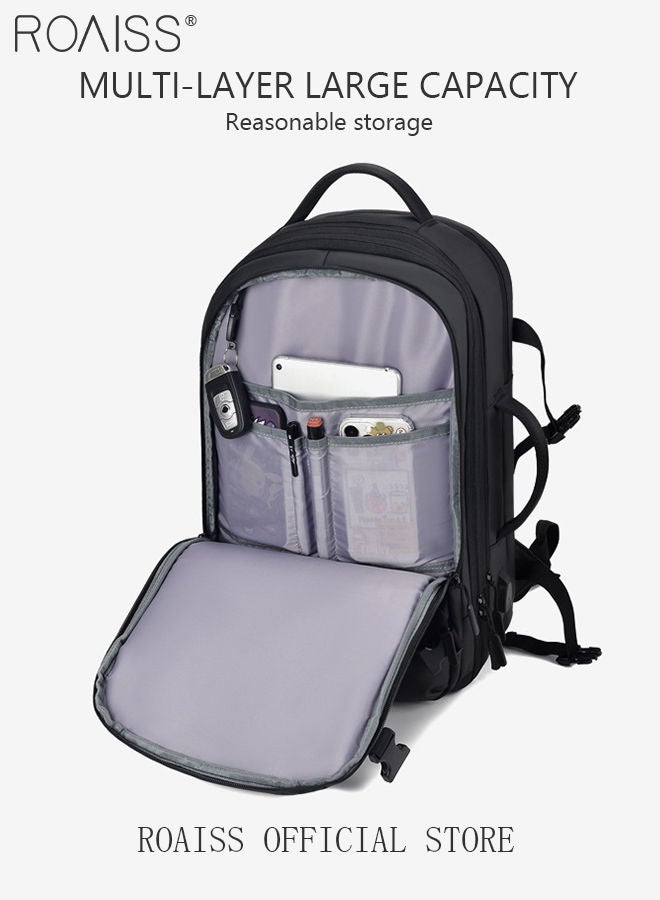 roaiss Fits 17 Inch Laptop Backpack Business Backpack Scalable Capacity College Bookbag For Work School Travel Flight with USB Port Waterproof Casual Computer Daypack for Men  - Image 3