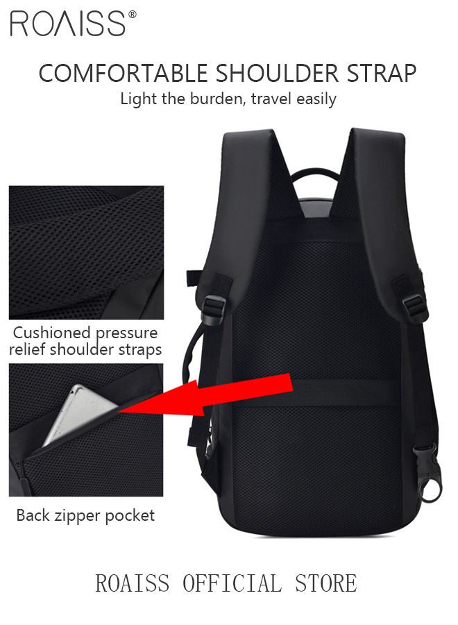 حقيبة ظهر للكمبيوتر المحمول مقاس 17 بوصة، حقيبة ظهر للأعمال، حقيبة كتب جامعية قابلة للتطوير، للعمل والمدرسة والسفر والطيران مع منفذ USB، حقيبة ظهر يومية مقاومة للماء للكمبيوتر للرجال