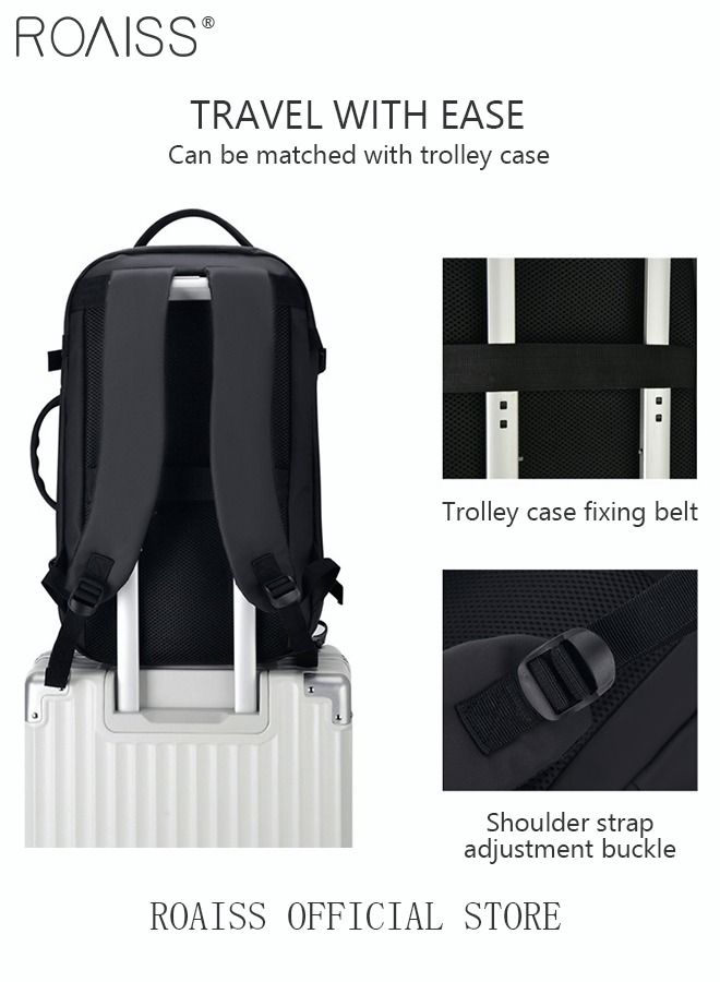 حقيبة ظهر للكمبيوتر المحمول مقاس 17 بوصة، حقيبة ظهر للأعمال، حقيبة كتب جامعية قابلة للتطوير، للعمل والمدرسة والسفر والطيران مع منفذ USB، حقيبة ظهر يومية مقاومة للماء للكمبيوتر للرجال