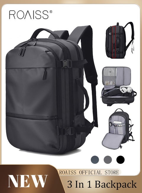 حقيبة ظهر للكمبيوتر المحمول مقاس 17 بوصة، حقيبة ظهر للأعمال، حقيبة كتب جامعية قابلة للتطوير، للعمل والمدرسة والسفر والطيران مع منفذ USB، حقيبة ظهر يومية مقاومة للماء للكمبيوتر للرجال