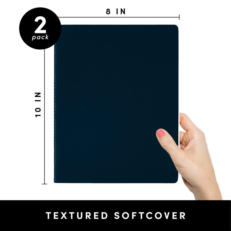 PAPERAGE Soft Cover Blank Journal Notebook, 2 Pack, (Navy), 100 Pages, Large 7.5 inches x 9.5 inches, Ideal for Sketch Book, Note Taking & Travel Journal - Image 2