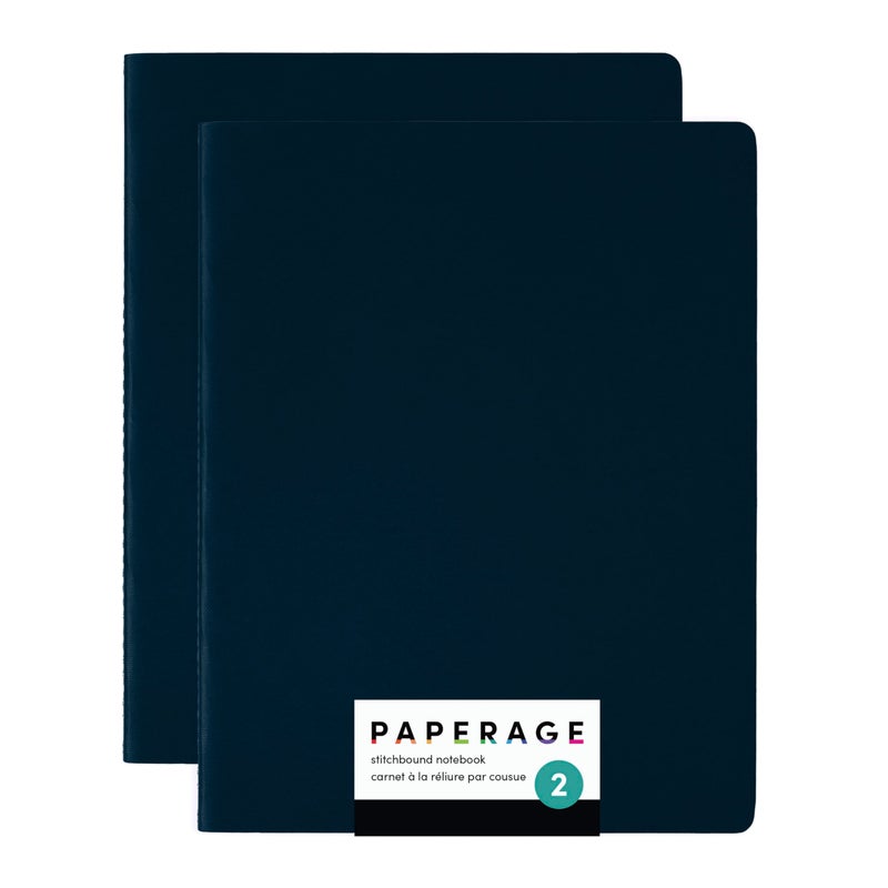 PAPERAGE Soft Cover Blank Journal Notebook, 2 Pack, (Navy), 100 Pages, Large 7.5 inches x 9.5 inches, Ideal for Sketch Book, Note Taking & Travel Journal - Image 1