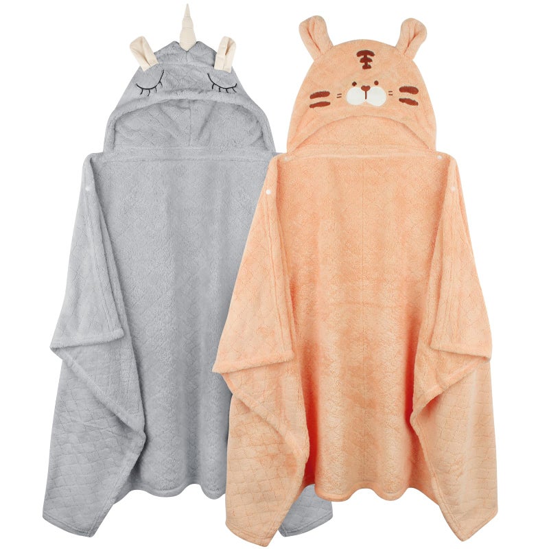 FUBANRAY Toddler Bath Towel Hooded Kids Towels Baby Bath Towels for Boy Girl 0-5 Year, 2-Pack Thick Absorbent Toddler Towels with Hood Kids Bath Towel, Large 50''x32'' Baby Hooded Towel for Kids - Image 1