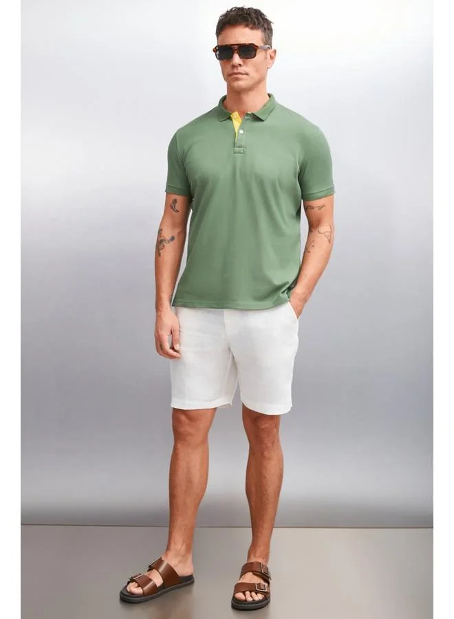 GRIMELANGE Grimelange Mathew Men's Khaki Polo Neck T-Shirt