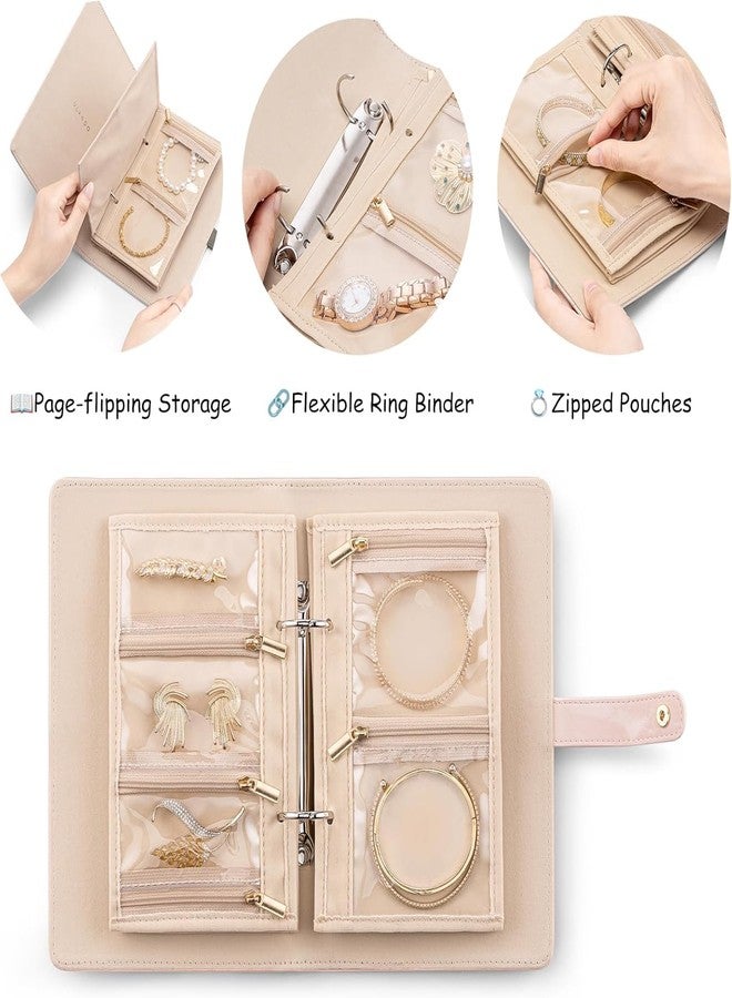 RAMNATH IMPEX Premium Travel Jewelry Organizer Book – Portable Jewellery Storage Case with Multiple Zipper Pouches, Jewelry Binder for Rings, Earrings, Bracelets etc. | Compact Travel Jewelry Bag Gift for Girls. - Image 3