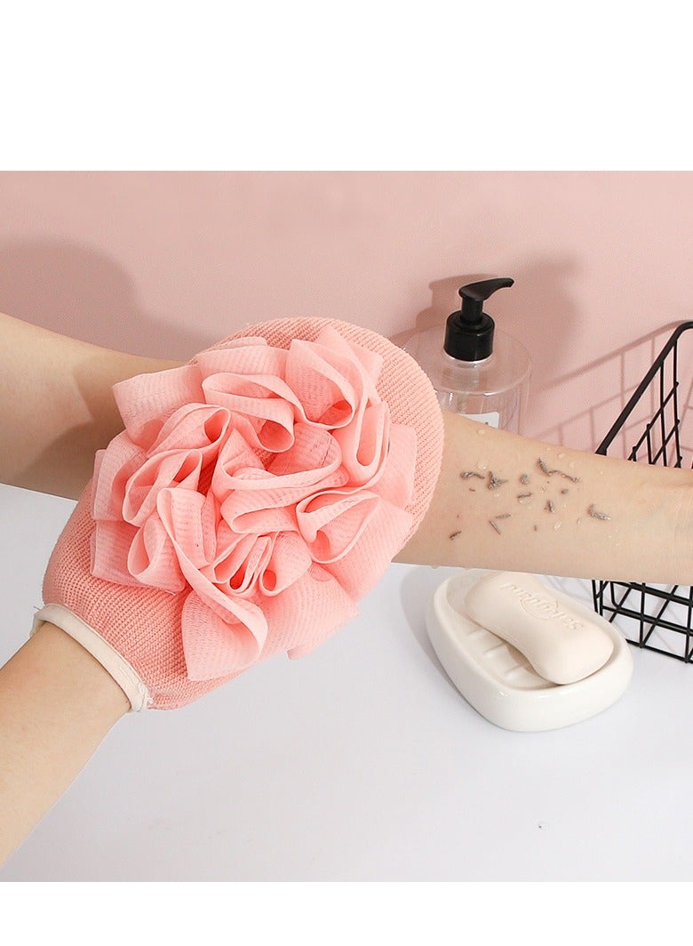 Exfoliating Dual Texture Bath Mitt for Shower, Spa, Massage and Body Scrub (Pink)  - Image 1