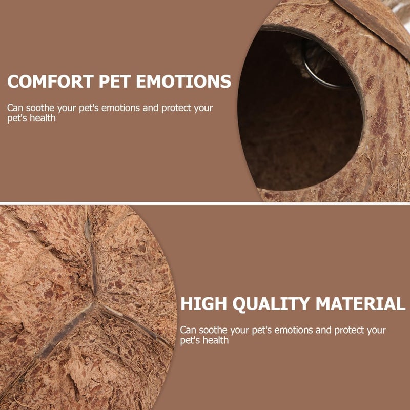 SUPVOX Hanging Coconut Hide Lizard Hut Reptiles Hideout Nest Seagrass Material for Small Pet Nesting for Gecko - Image 4