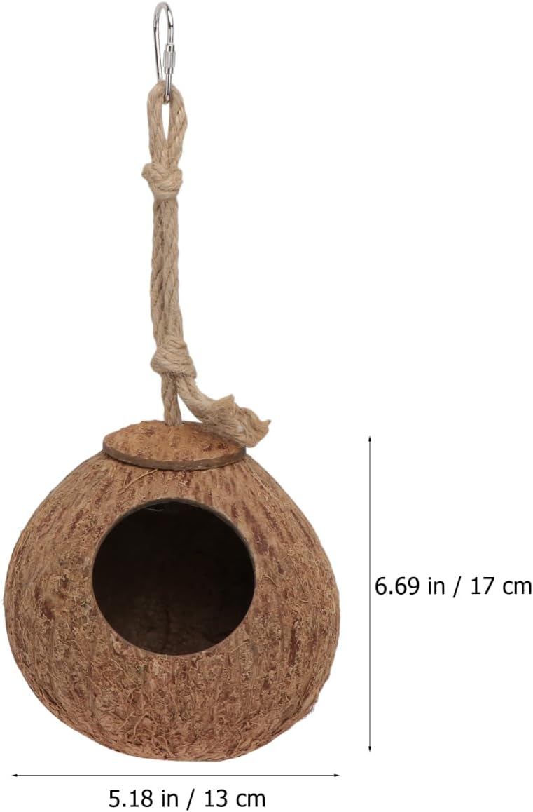 SUPVOX Hanging Coconut Hide Lizard Hut Reptiles Hideout Nest Seagrass Material for Small Pet Nesting for Gecko - Image 2