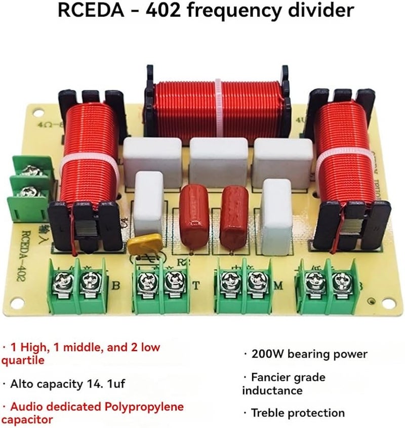 200W 4 Way Professional Audio Crossover Dual Midrange Treble Frequency Divider - Image 5