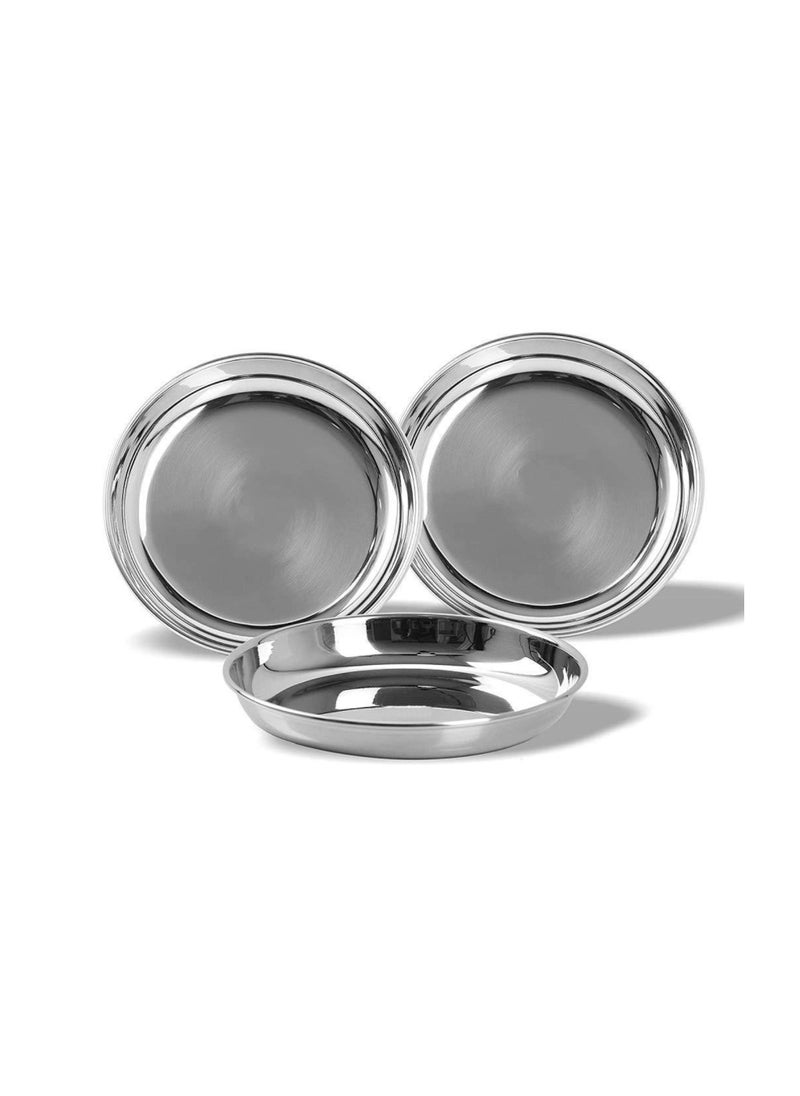 Ayda 3-Pieces Stainless Steel Halwa Plate Serving Dish 14cm 