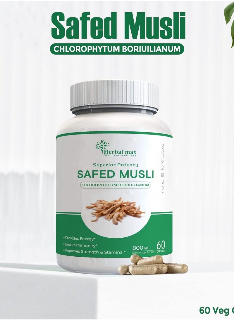 Herbal Max Herbal max Safed Musli Extract 800 mg 60 Capsule with Korean Ginseng Capsule combo  - Image 2