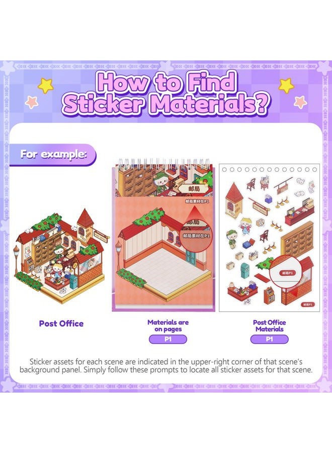 Nuesaurd DIY 3D Sticker Scene Book 18 Sets Sticker Scenes Miniature Room Scene Stickers Book Funny House Scene Sticker Book for Adults Kids Conduce to Relieve Stress Pass The Time - Image 5